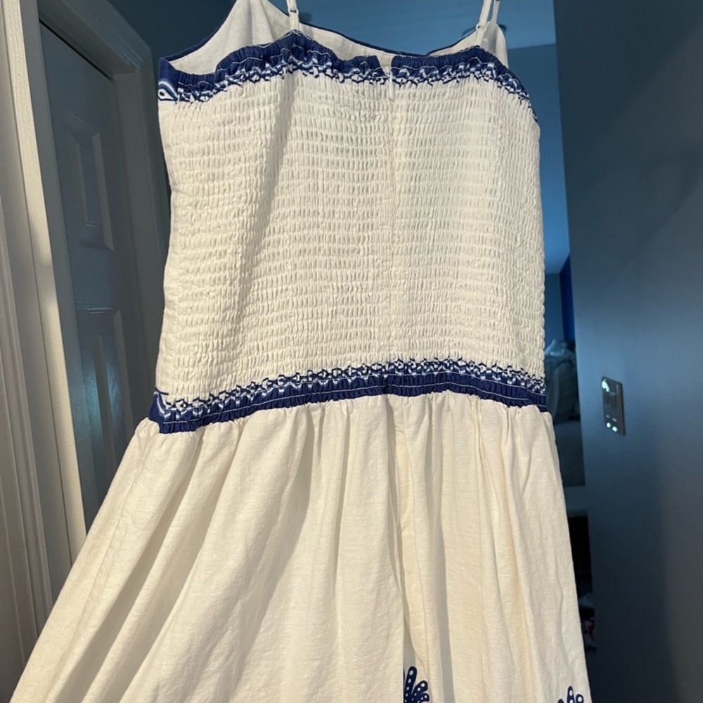 FARM RIO Blue & White Spaghetti-Strap Maxi Dress - Picture 5 of 9